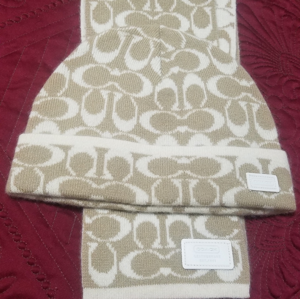 Coach cashmere hat and scarf set